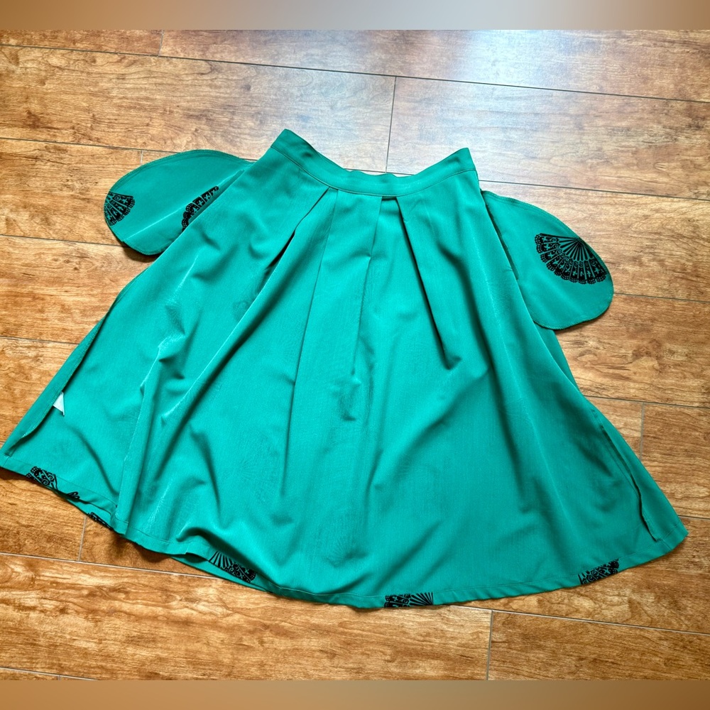 🪭 Bettie Page Emerald Fanny Swing Circle Retro Pinup Skirt - Picture 8 of 10